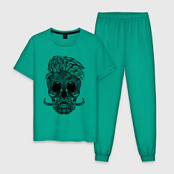 Пижама хлопковая мужская Skull hipster, цвет: зеленый