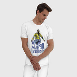 Пижама хлопковая мужская Zlatan Ibrahimovich - Milan цвета белый — фото 2