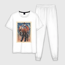 Пижама хлопковая мужская Yoru art, цвет: белый