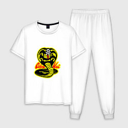 Пижама хлопковая мужская Кобра кай лого, цвет: белый