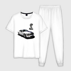 Пижама хлопковая мужская Shelby GT 500, цвет: белый