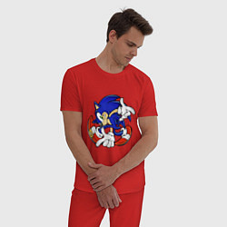 Пижама хлопковая мужская Blue Hedgehog, цвет: красный — фото 2