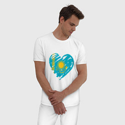 Пижама хлопковая мужская Kazakhstan Heart, цвет: белый — фото 2