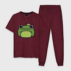 Пижама хлопковая мужская Frog Lucky король, цвет: меланж-бордовый