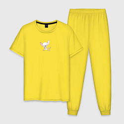 Пижама хлопковая мужская Брейн - Попробуем завоевать мир, цвет: желтый