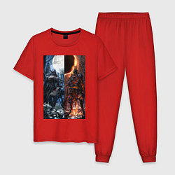 Пижама хлопковая мужская Dark Souls x Bloodborne Дарк Соулс, цвет: красный