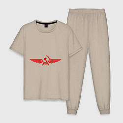 Пижама хлопковая мужская Серп и молот в виде орла, цвет: миндальный