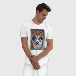 Пижама хлопковая мужская Husky style, цвет: белый — фото 2
