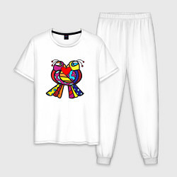 Пижама хлопковая мужская Romero B Birds, цвет: белый