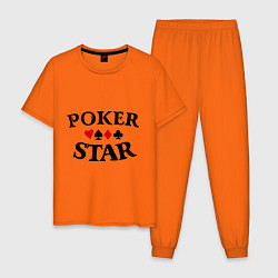 Пижама хлопковая мужская Poker Star, цвет: оранжевый