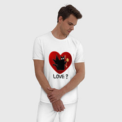 Пижама хлопковая мужская WHAT CAT LOVE Сердце, цвет: белый — фото 2