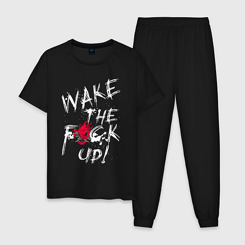 Мужская пижама WAKE THE F*CK UP! CYBERPUNK КИБЕРПАНК / Черный – фото 1