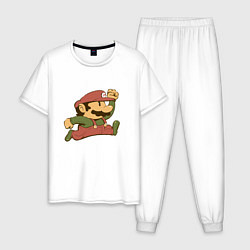 Пижама хлопковая мужская Марио в прыжке, цвет: белый