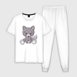 Пижама хлопковая мужская Маленький волк, цвет: белый