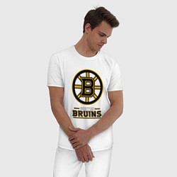 Пижама хлопковая мужская Boston Bruins , Бостон Брюинз, цвет: белый — фото 2