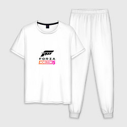 Пижама хлопковая мужская Forza Horizon 5 Logo black, цвет: белый