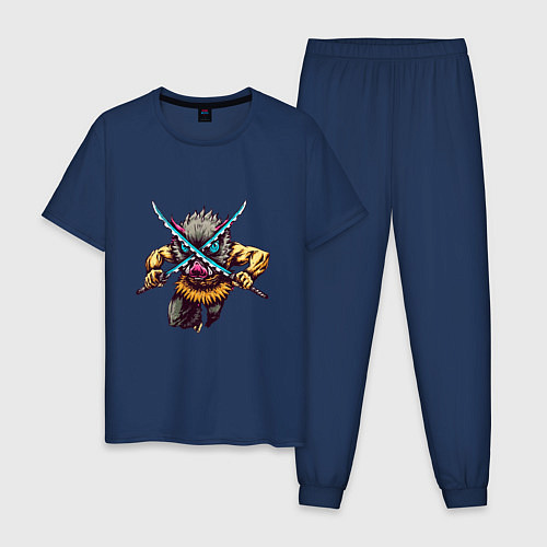 Мужская пижама Иноске Хашибира с мечами Клинок рассекающий демоно / Тёмно-синий – фото 1