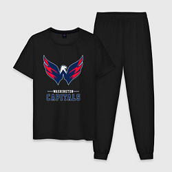 Пижама хлопковая мужская Вашингтон Кэпиталз , Washington Capitals, цвет: черный