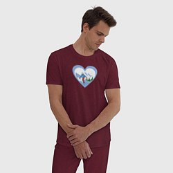 Пижама хлопковая мужская Сноубординг В Сердце!, цвет: меланж-бордовый — фото 2