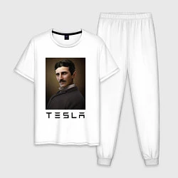 Пижама хлопковая мужская Тесла 2022, цвет: белый