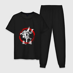 Пижама хлопковая мужская Дзюдо - Стиль, цвет: черный