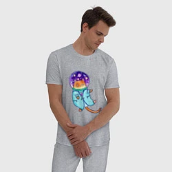 Пижама хлопковая мужская Кот в космосе 2022 две стороны, цвет: меланж — фото 2