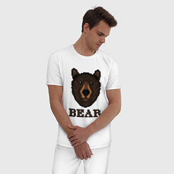 Пижама хлопковая мужская Пиксельный медведь, цвет: белый — фото 2