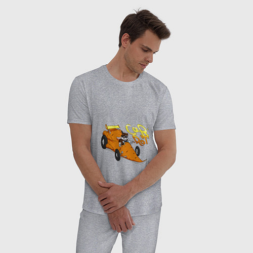 Мужская пижама Заяц на морквобиле / Меланж – фото 3