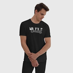 Пижама хлопковая мужская Mr FIX IT, цвет: черный — фото 2
