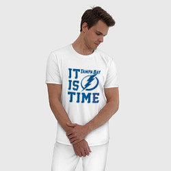 Пижама хлопковая мужская Tampa Bay Lightning Тампа Бэй Лайтнинг, цвет: белый — фото 2