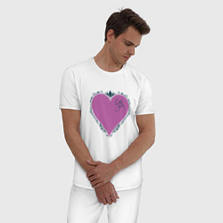 Пижама хлопковая мужская Розовое сердце !, цвет: белый — фото 2