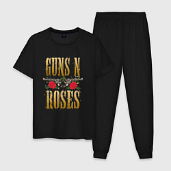 Пижама хлопковая мужская GUNS N ROSES , ГРУППА, цвет: черный