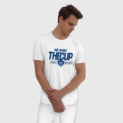 Пижама хлопковая мужская Toronto Maple Leafs We want the cup Торонто Мейпл, цвет: белый — фото 2
