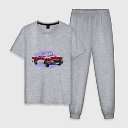 Пижама хлопковая мужская Винтажный кабриолет, цвет: меланж