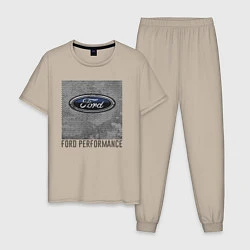 Пижама хлопковая мужская Ford Performance, цвет: миндальный