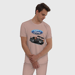 Пижама хлопковая мужская Ford Performance Motorsport, цвет: пыльно-розовый — фото 2