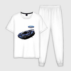 Пижама хлопковая мужская Ford Racing team Motorsport, цвет: белый