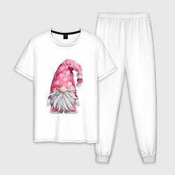 Пижама хлопковая мужская Гном домовой, цвет: белый
