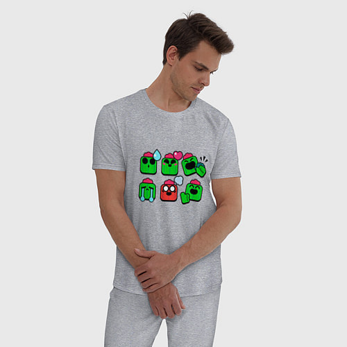 Мужская пижама Значки на Спайка Пины Бравл Старс / Меланж – фото 3