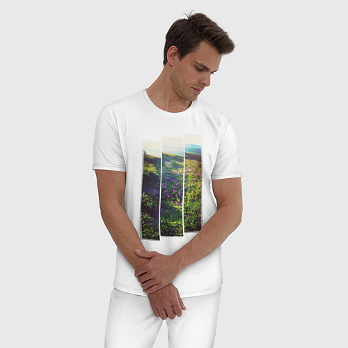 Мужская пижама Тропа с цветами к морю / Белый – фото 3