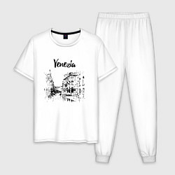 Пижама хлопковая мужская Venezia Italia, цвет: белый