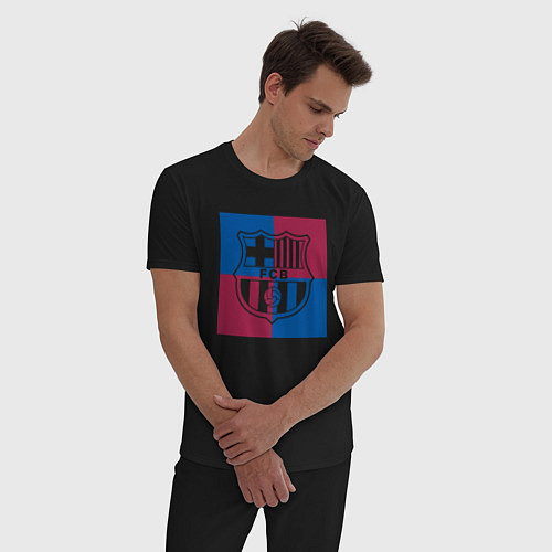 Мужская пижама FC Barcelona Logo 2022 / Черный – фото 3