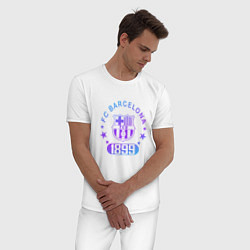 Пижама хлопковая мужская FC Barcelona Fade Logo 2022, цвет: белый — фото 2