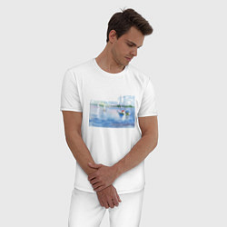 Пижама хлопковая мужская Россия Озеро, цвет: белый — фото 2