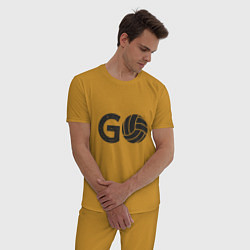 Пижама хлопковая мужская Go Volleyball, цвет: горчичный — фото 2