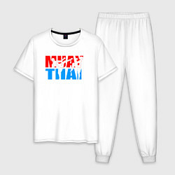 Пижама хлопковая мужская Муай Тай логотип, цвет: белый