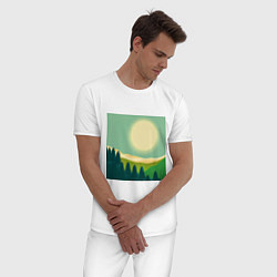 Пижама хлопковая мужская Пейзаж и яркое солнце, цвет: белый — фото 2