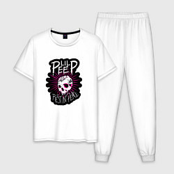 Пижама хлопковая мужская Lil Peep Череп RIP Лил Пип, цвет: белый