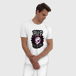 Пижама хлопковая мужская Lil Peep Череп RIP Лил Пип, цвет: белый — фото 2