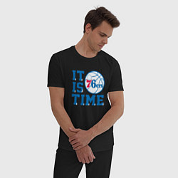 Пижама хлопковая мужская It Is Philadelphia 76ers Time Филадельфия Севенти, цвет: черный — фото 2